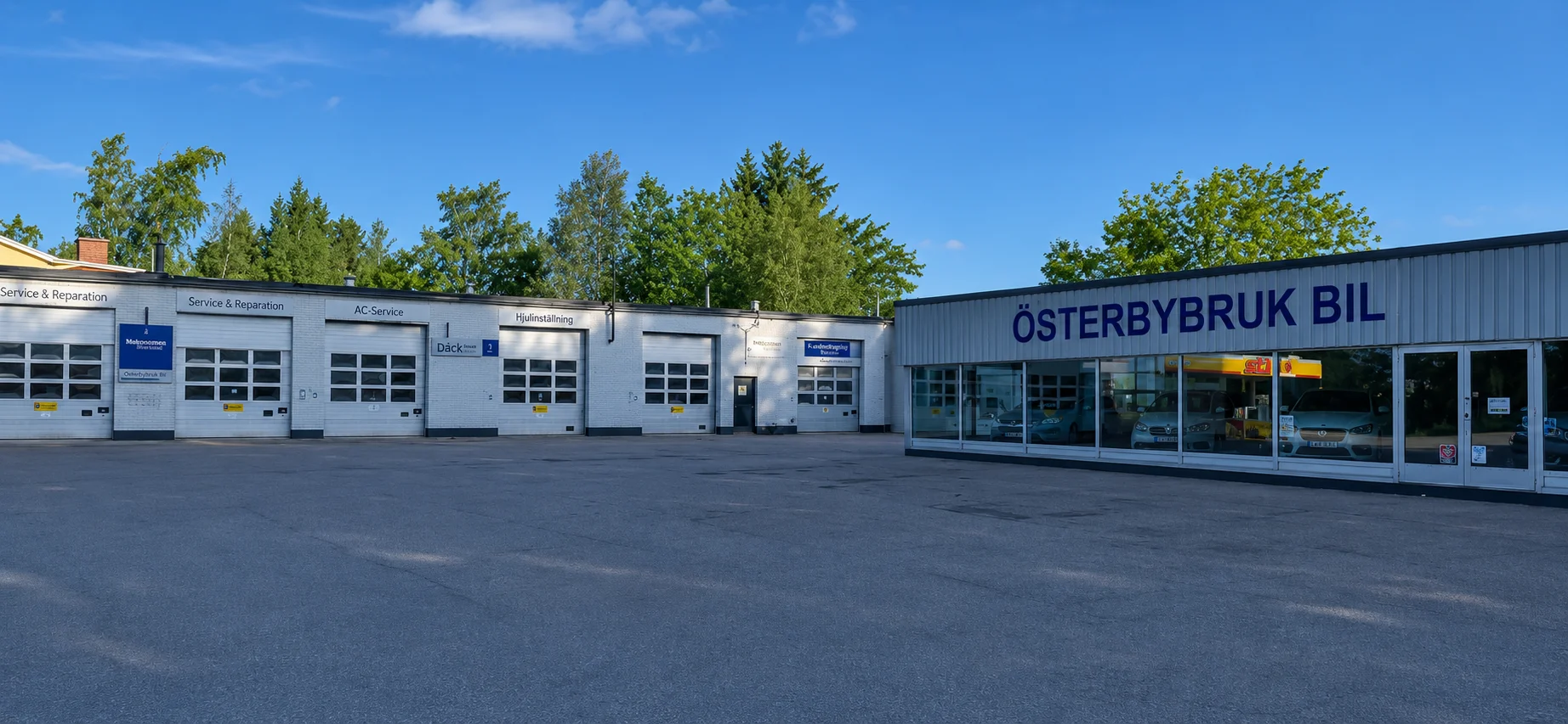 Österbybruk Bils lokaler med Volvo-service och tvätthall